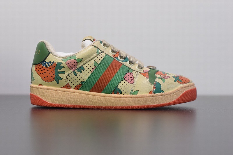 Gucci Strawberry Print Distressed Sneaker